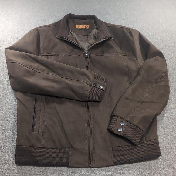 ENZO Tovare Jacket Mens Extra Large Brown XL Quilt Lined Full Zip Coat